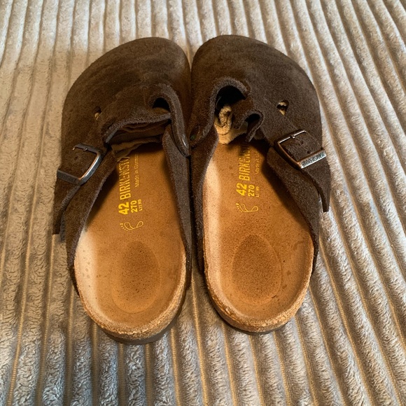 Birkenstock Boston Dark Brown Suede Clogs EU 42 Unisex L11 M9 - Picture 3 of 10
